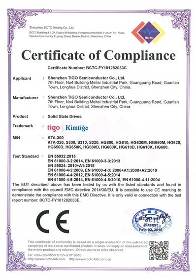 certificate of compliance